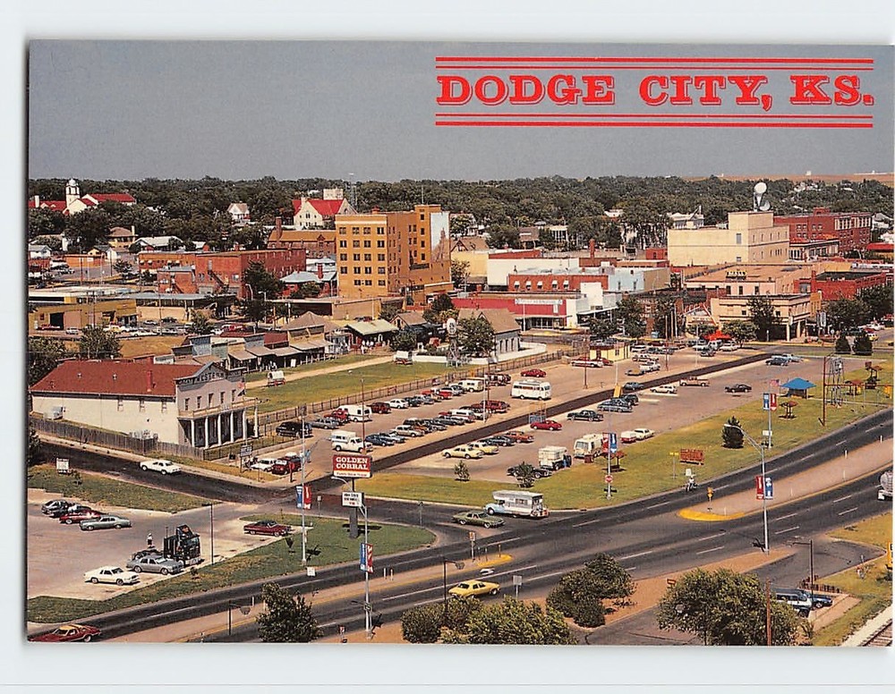 Postcard Aerial View of Dodge City Kansas USA