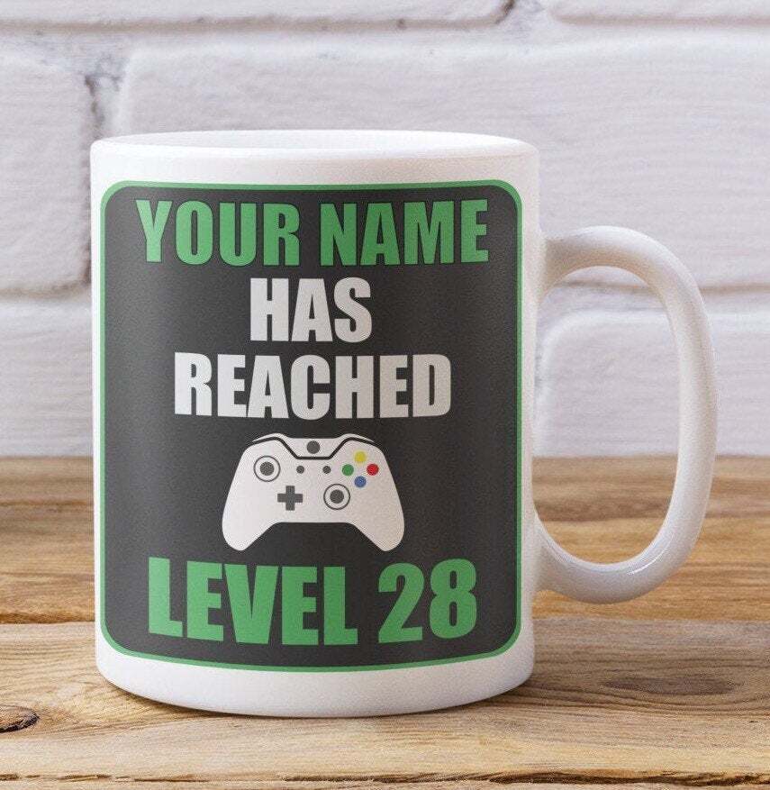 Personalised 28th Gamer Mug Gift Video Game Mug 28th Birthday Cup Add Name 28th