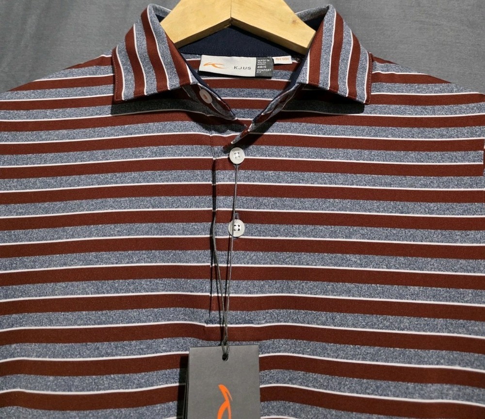 KJUS Shirt Mens 48-S Soren Striped Golf Polo Short Sleeve Stretch UPF 50+ NEW