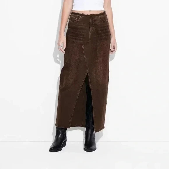 Women’s Low Rise Denim Midi Skirt Wild Fable size 00