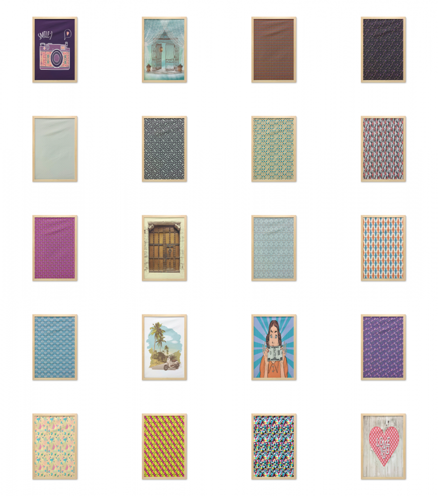 Ambesonne Retro Abstract Wall Art with Frame for Bathrooms Living Room Dorms-image