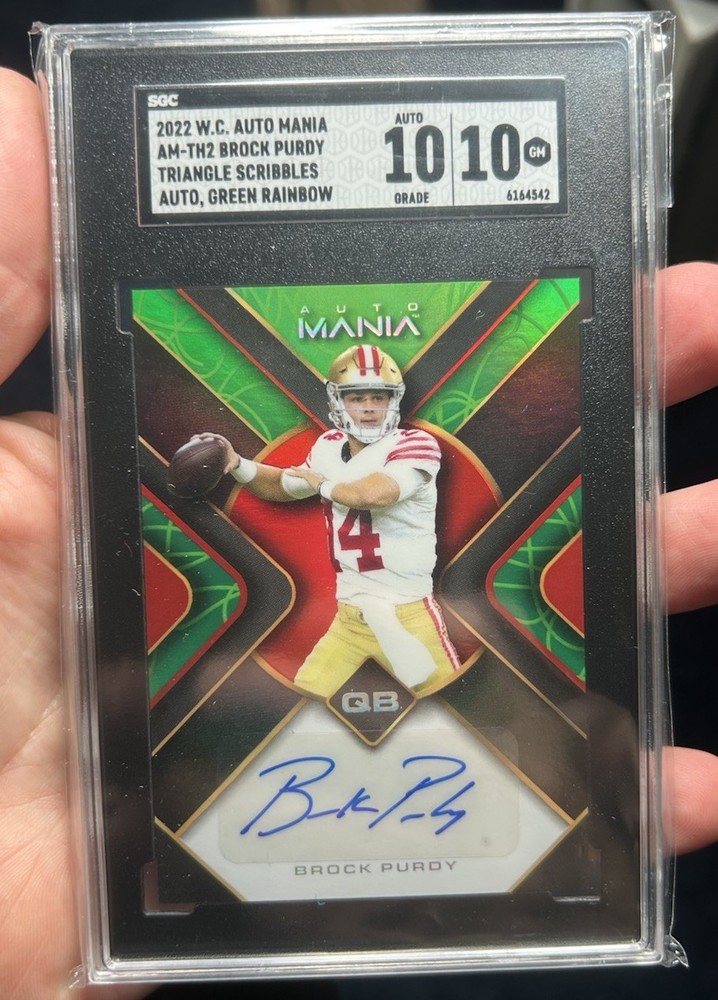 2022 Wild Card Auto Mania Brock Purdy Tri-rainbow green Gem Mint 10 Auto!!!