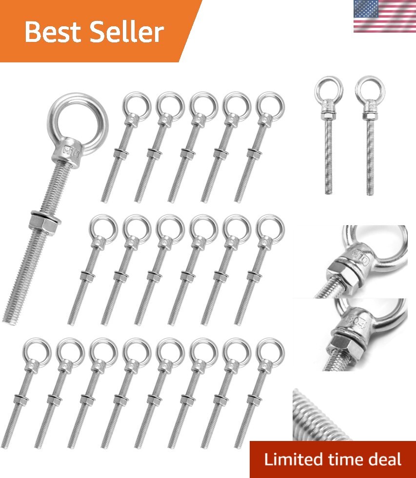 Threaded Eyebolts, 20 Pack 3/8