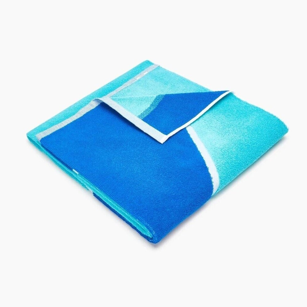 Solid Striped Intarsia Greek Blue Cotton Beach Pool Towel 28x60