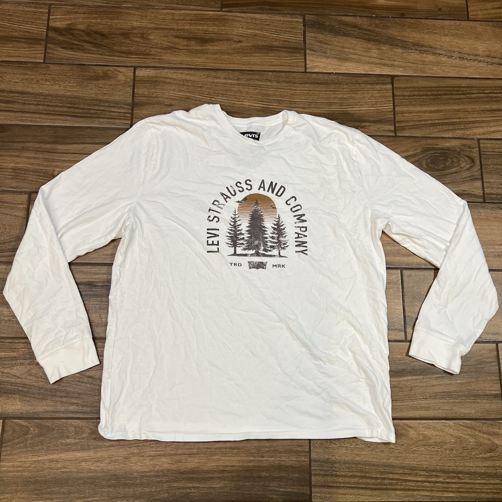 Levi Strauss & Co Graphic Long Sleeve T Shirt White Mens XL