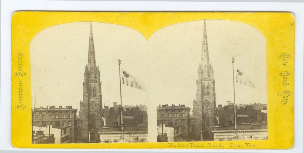 G2067~ NEW YORK CITY – Trinity Church c.1860s Stereoview – George Stacy