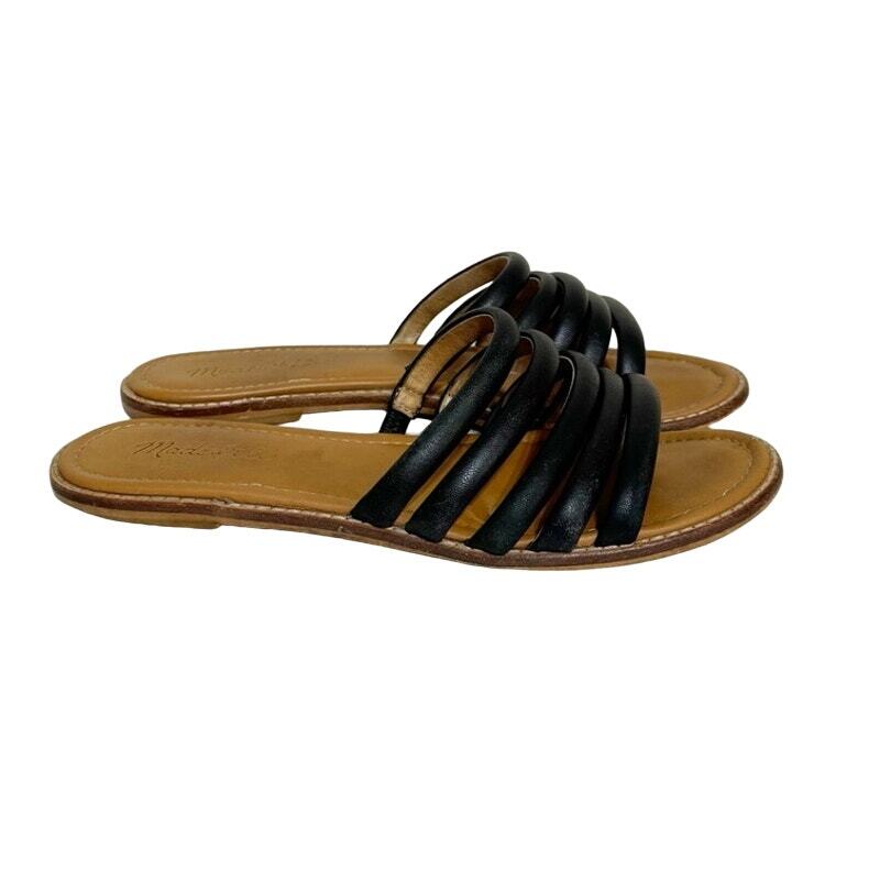 Madewell Addie Slide Sandal Black Leather Size 7.5 Womens
