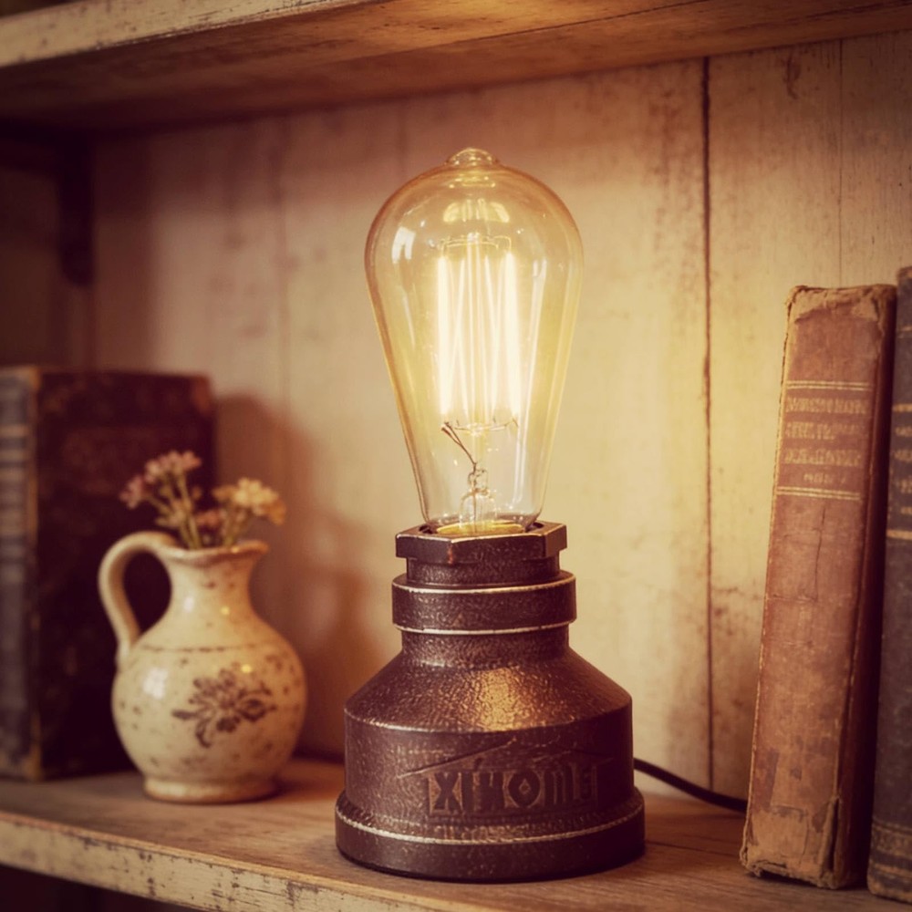 Vintage American Village Style Desk Light Creative Table Lamp Iron Steel Wate...