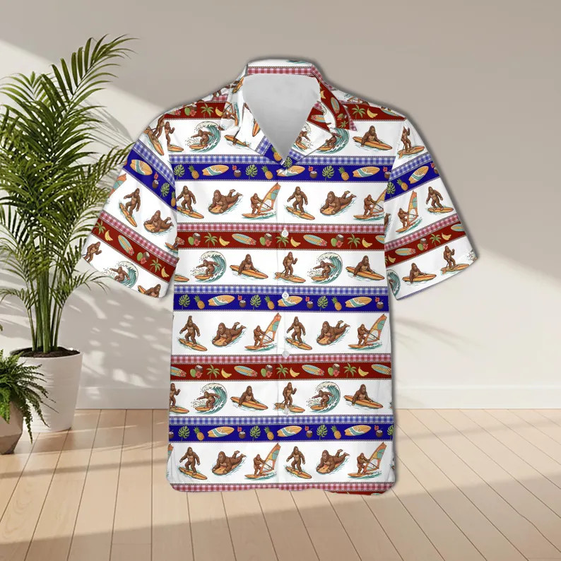 Funny Bigfoot Surfing Hawaii Shirt Aloha Beach Summer Vacation