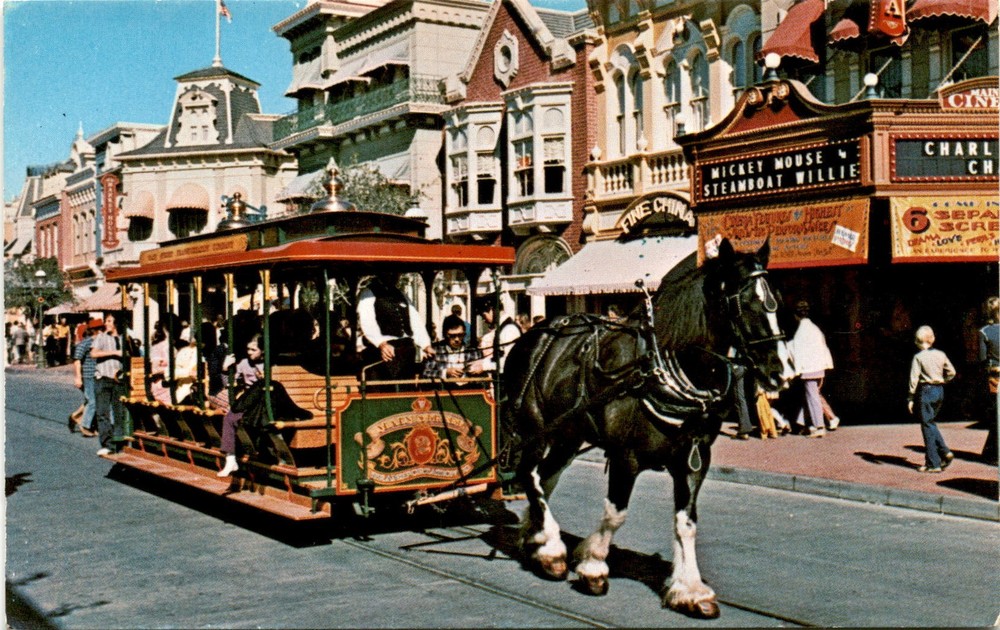 Vintage Walt Disney World Main Street U.S.A. Steamboat Willie Postcard