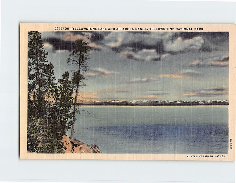 Postcard Yellowstone Lake And Absaroka Range Yellowstone National Park WY USA