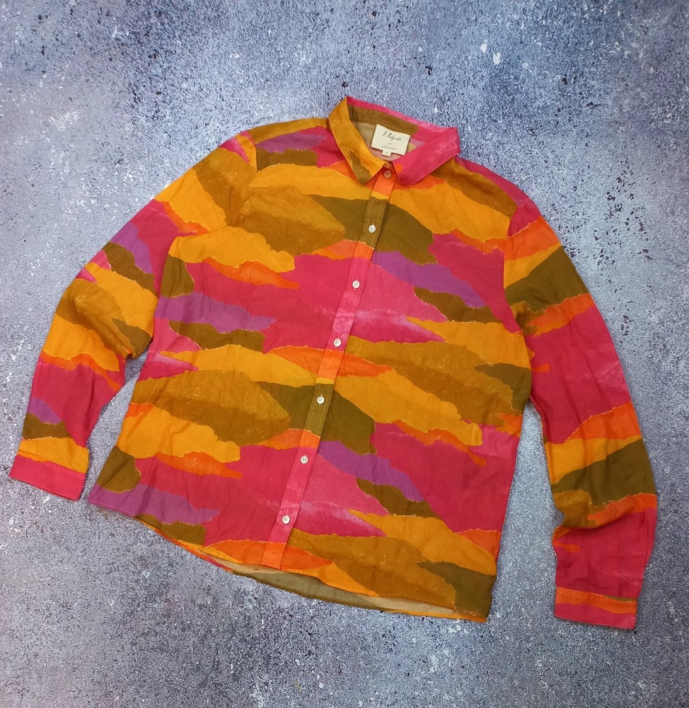 Sezane Pierro Shirt 36 US 4 Sasha Podgurska Long Sleeve Button Up Abstract Print