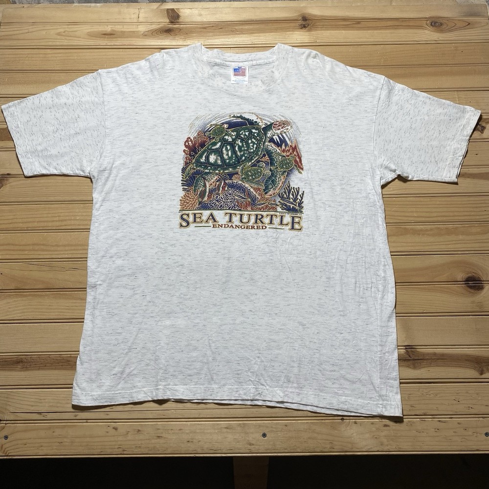 Vintage 90s 1997 Sea Turtle Endangered Underwater Ocean Fish Nature Shirt - 2XL