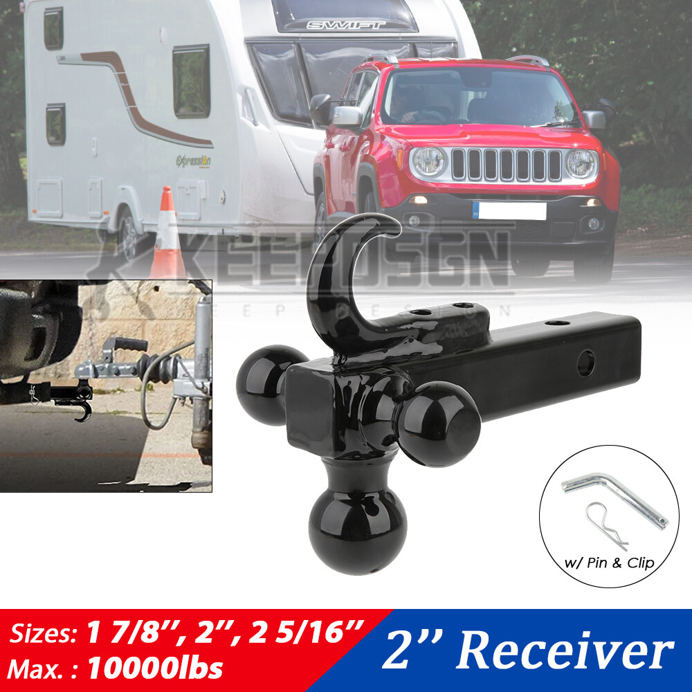 Trailer Tri Ball Mount Receiver Hitch Tow Hook 2'' Class 3 4 for Jeep Renegade
