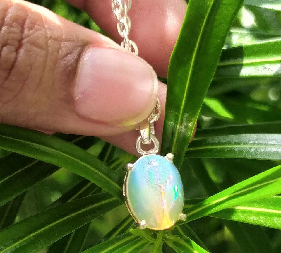 10.65 Ct Natural Ethiopian Welo Opal 925 Sterling Silver Pendant Loose Gemstone