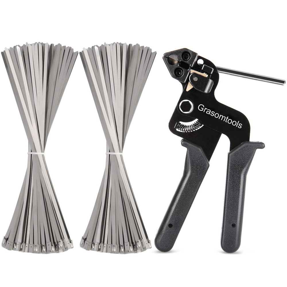 200PCS Stainless Steel Cable Ties with Metal Zip Tie Gun Tool for Secure Fastening
