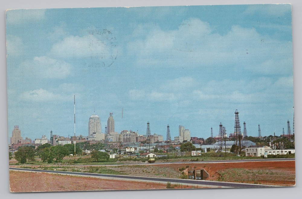 State View~Oklahoma City Oklahoma~Skyline~Oil Wells~Vintage Postcard