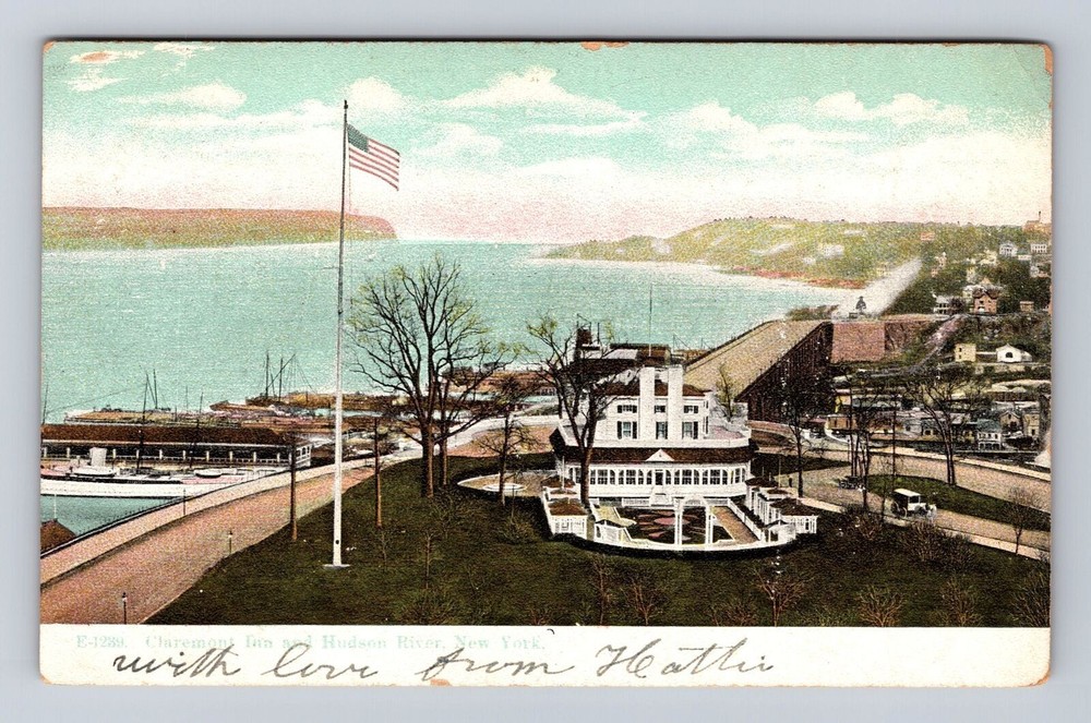 New York City NY, Claremont Inn, Hudson River, Antique, Vintage Postcard