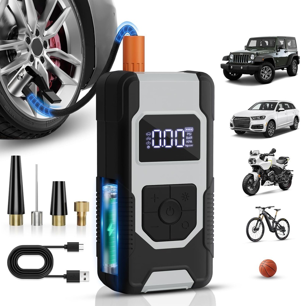 Tire Inflator Portable Air Compressor/Pump 150PSI Cordless Rechargeable Air P...