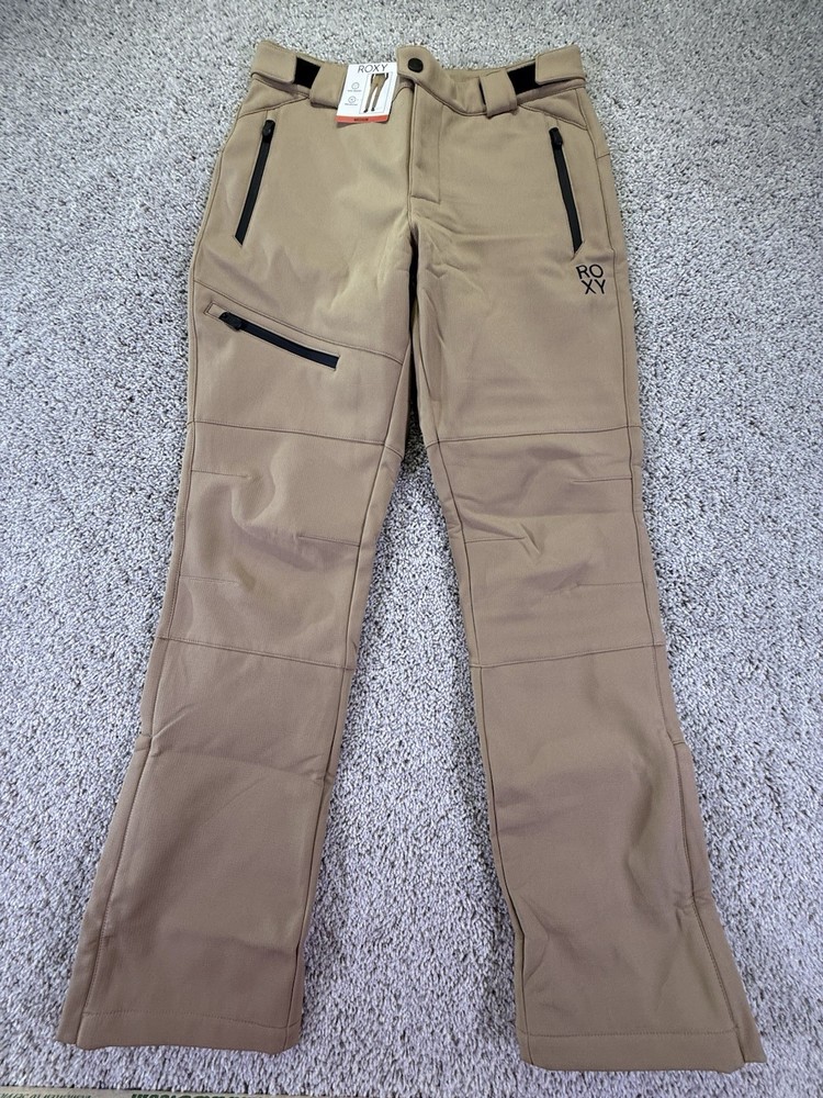 NWT Roxy Tan Ski Pant Women's Medium Adjustable Waist Water & Wind Resistant