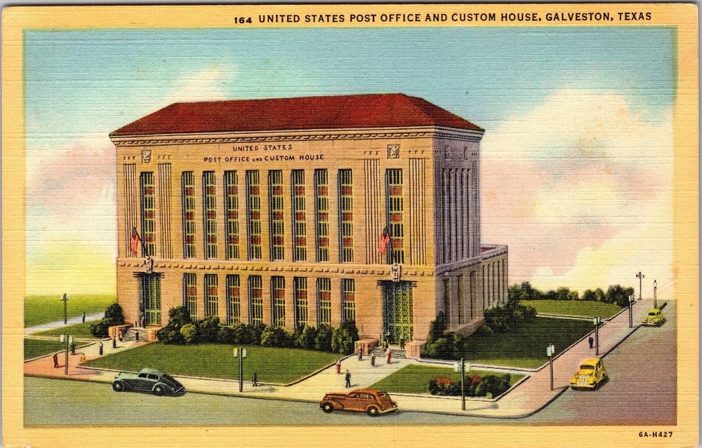 Galveston TX-Texas, United States Post Office, Custom, Vintage Postcard
