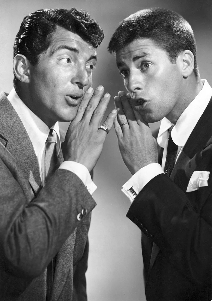 GLOSSY PHOTO PICTURE 4x6 Dean Martin And Jerry Lewis Speaking