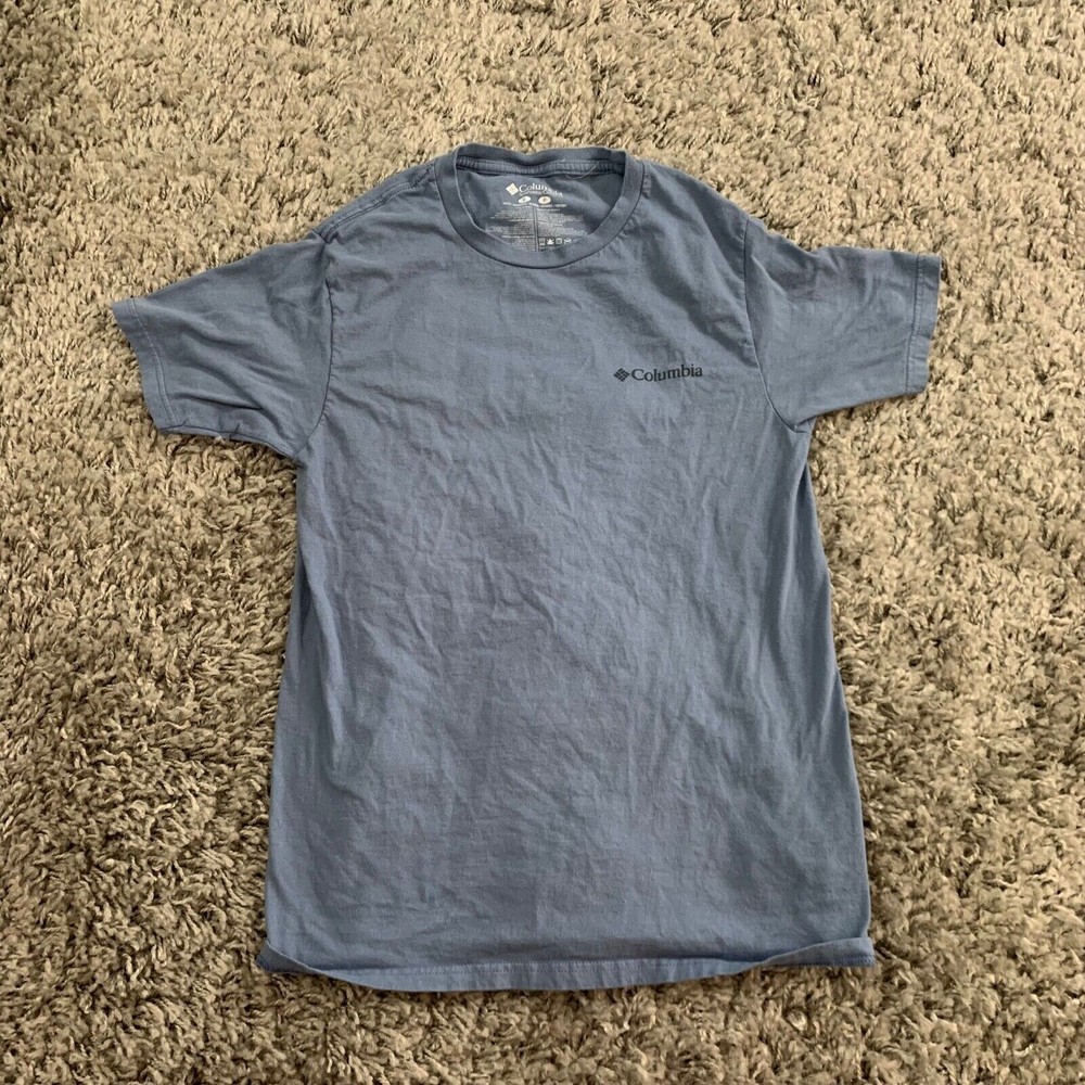Columbia T-Shirt Men Small Blue Multicolor Logo Short Sleeve Crew Neck Pullover