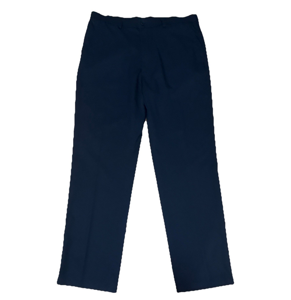 Haggar 38x34 Classic Fit Navy Polyester Men's Straight Dress Pants