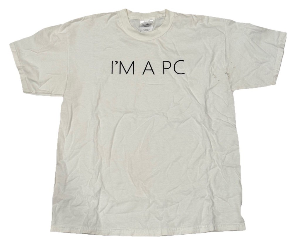 Vintage I’m A PC Microsoft Tech Y2K Tee Shirt Men’s Size Large White Pre-Loved