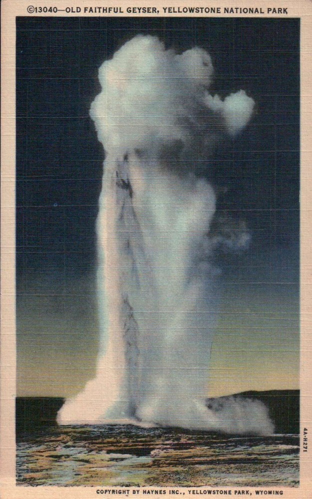 PLEASE READ !!! Old Faithful Yellowstone National Park WY - Old Vintage Postcard