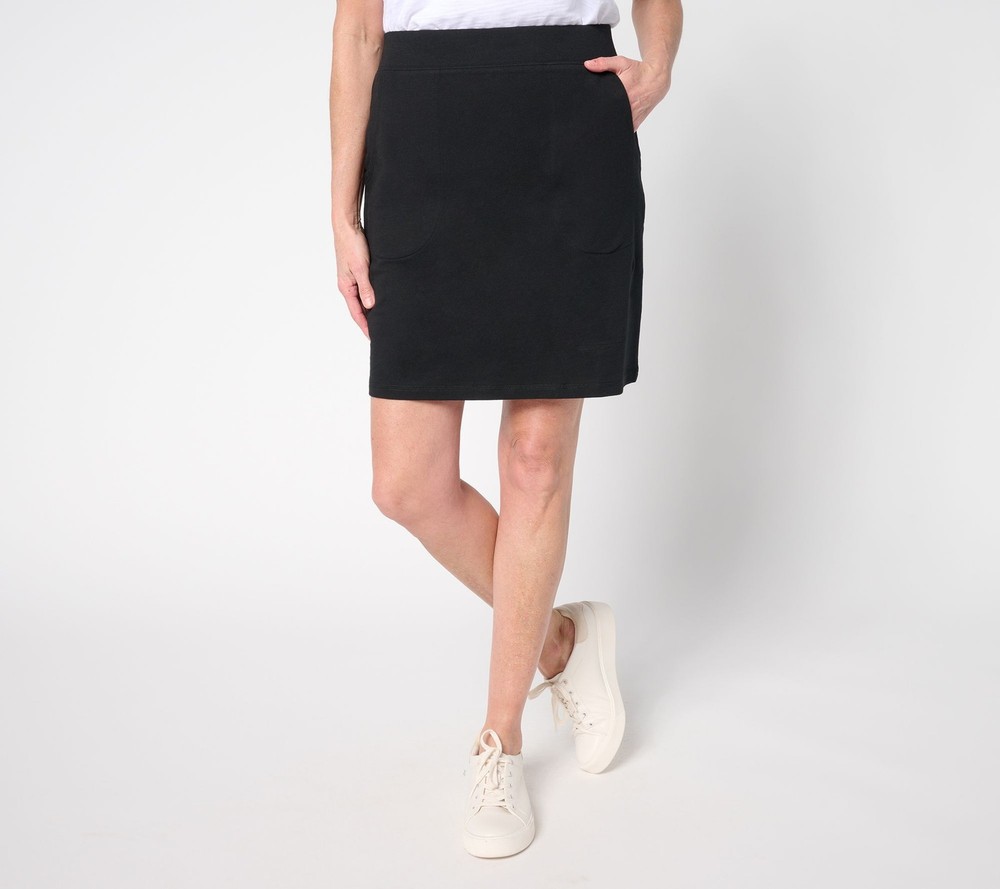 Belle by Kim Gravel Women's Skirt Sz 4XT Tall Preppy French Terry Black A683200