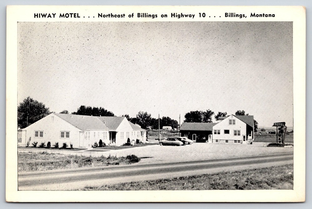Original Old Vintage Postcard Hiway Motel Cars Bilings, Montana USA