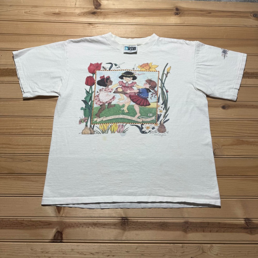 Vintage 1993 One Touch of Nature Kids Kin Garden Flowers Graphic Shirt USA Large