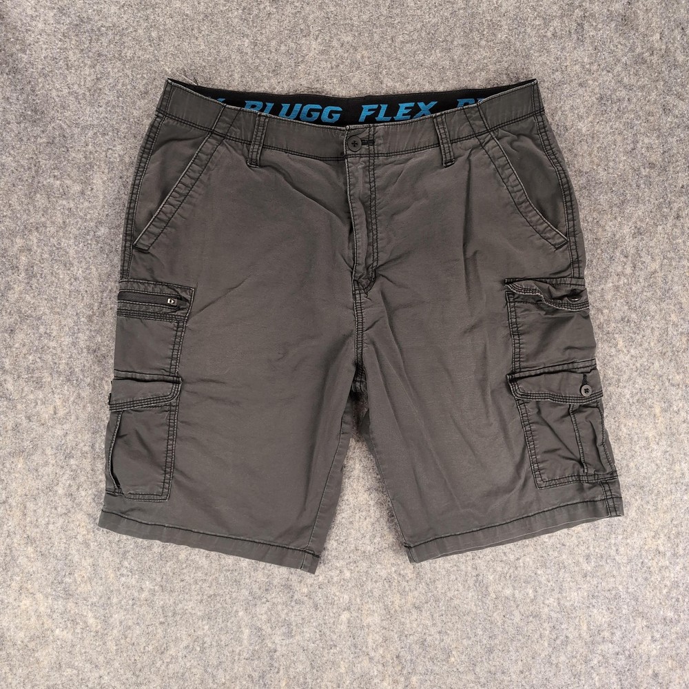 Plugg Shorts Mens 36 Gray Cargo Stretch Canvas Utility Pockets Casual Summer