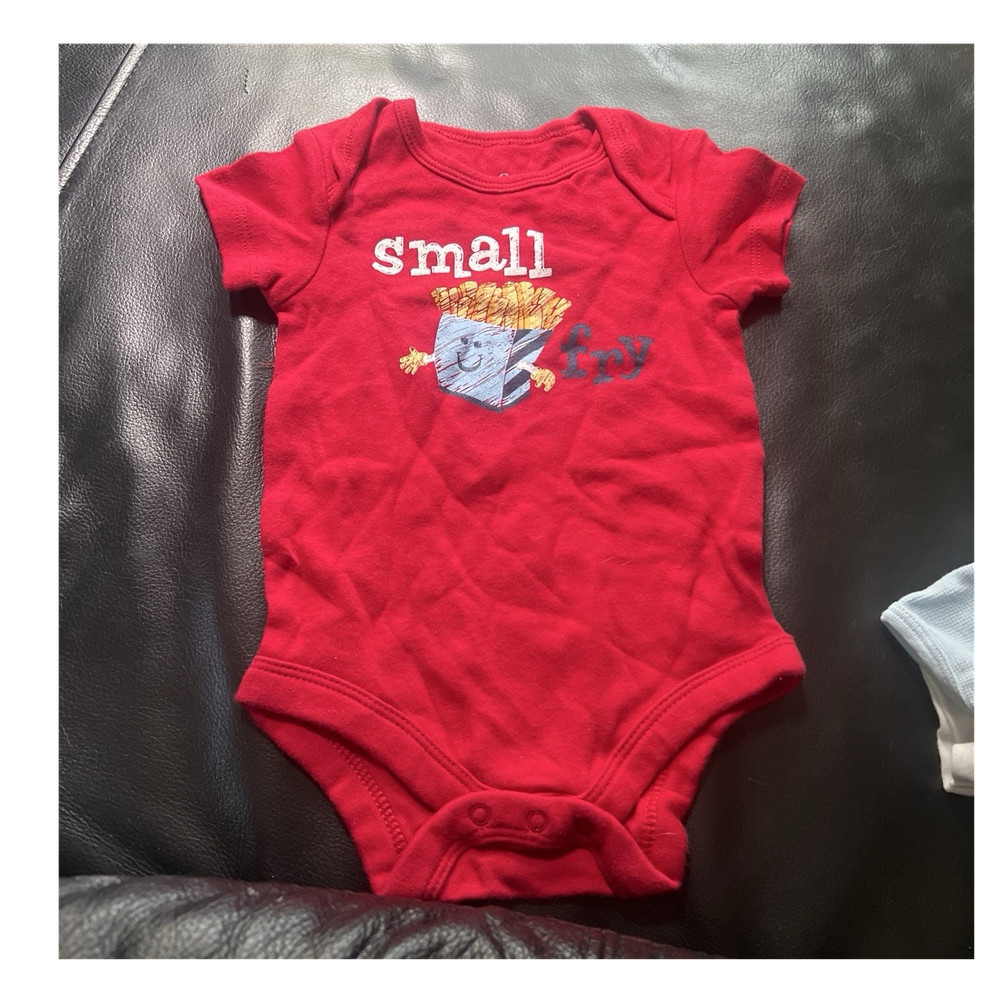 Faded Glory Baby One piece Bodysuit 3-6M Red Cat Graphic Short Sleeve Snap