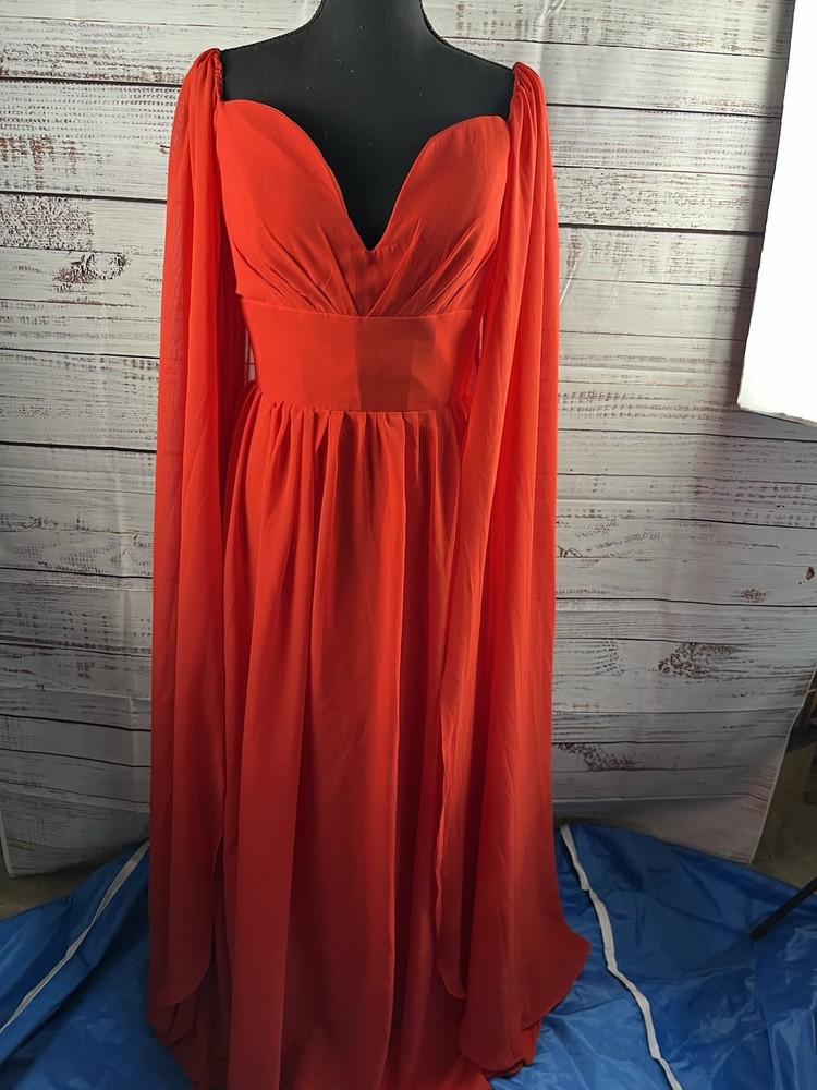 Ao Yan Women's Chiffon Prom Dress 12 Or Ball Gown With Corset Tie Back Med Red