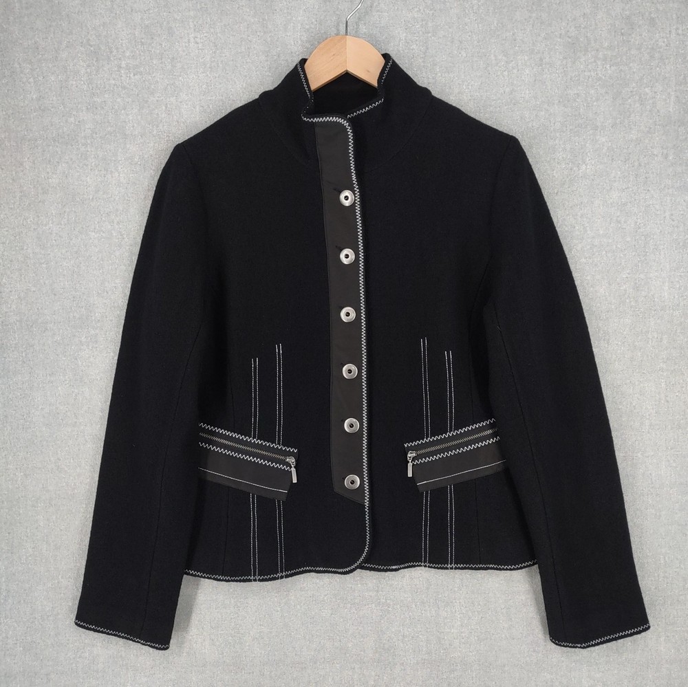 Icelandic Design Jacket Medium Black Wool Modern Lagenlook Avant Garde Button