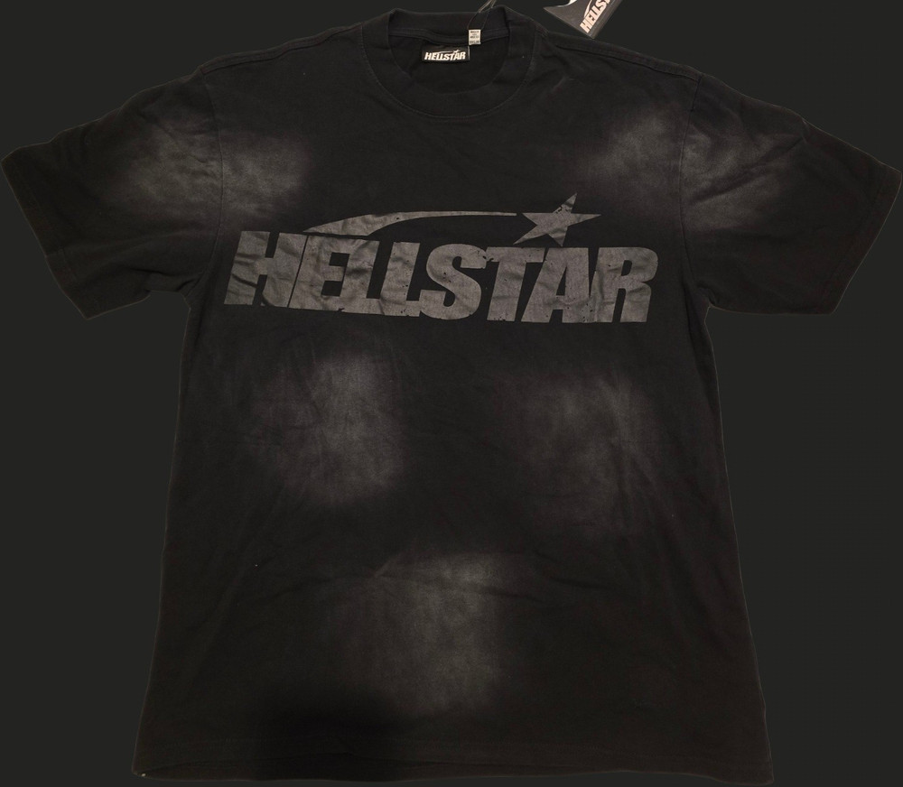 Hellstar Men's Black Graphic Logo Crew Neck Short Sleeve Cotton Tee Medium NWT