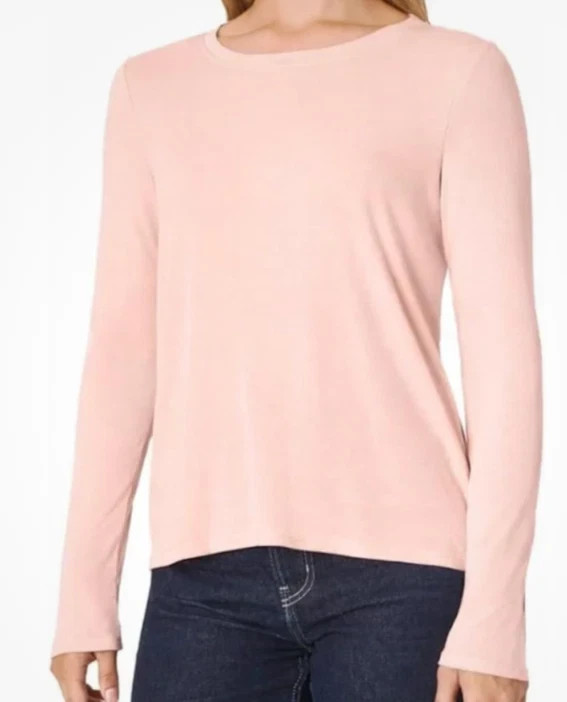 Mondetta Women's Ribbed Long Sleeve Top, Light Pink, Size Medium, New