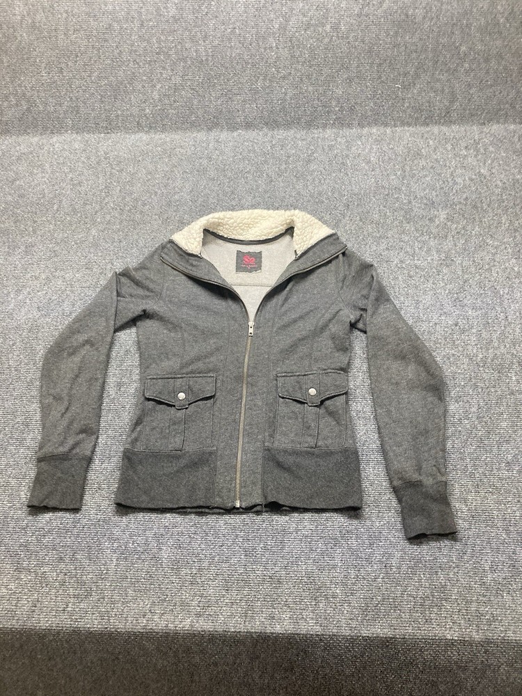 SO Jacket Women’s Size Medium Gray Long Sleeve Full Zip Faux Fur Collar