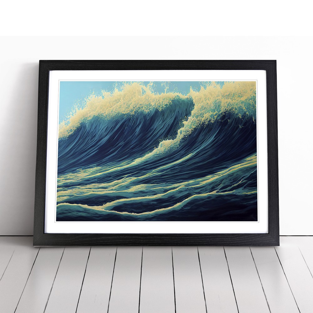 Revered Ocean Wave Wall Art Print Framed Canvas Picture Poster Decor Living Room