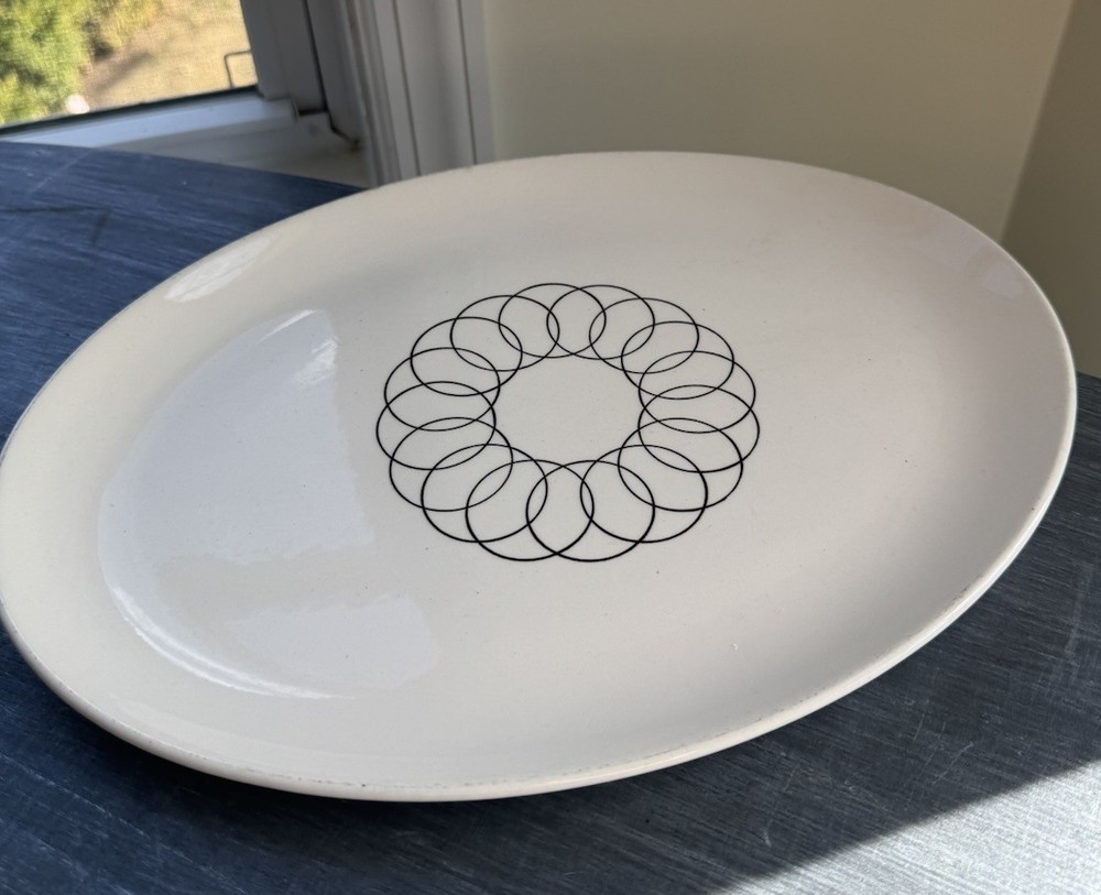 Stetson Atomic MCM Ceramic Handpainted Platter Geometric Retro Danish Modern VTG