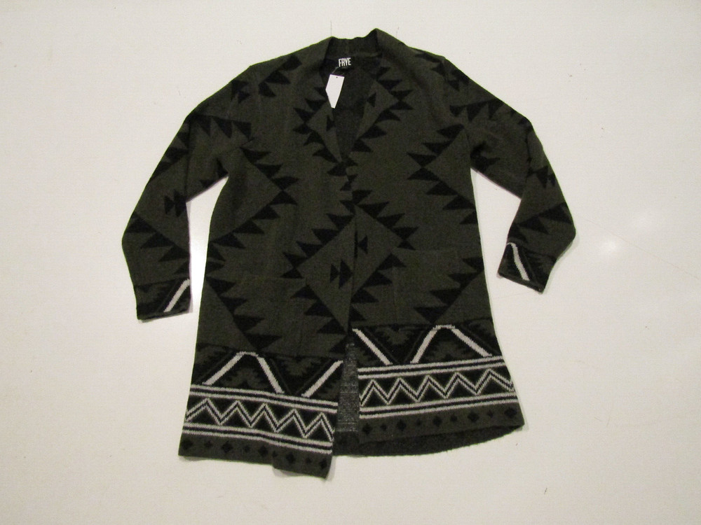 FRYE Green Aztec Print Open Front Cardigan Size Large NWT Womens