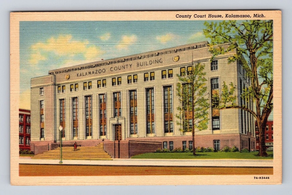 Kalamazoo MI-Michigan, County Court House, Antique Vintage Souvenir Postcard