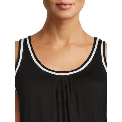 BLACK WHITE SECRET TREASURES SLEEVELESS MIDI NIGHTGOWN POCKETS 2X