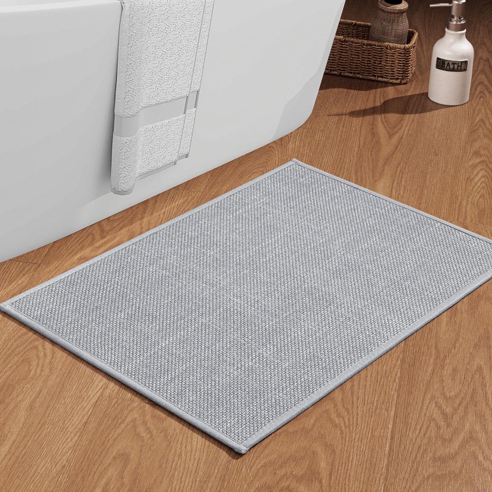 Ultra Thin Non Slip 24x17 Bath Mat Quick Dry Absorbent Bathroom Rug