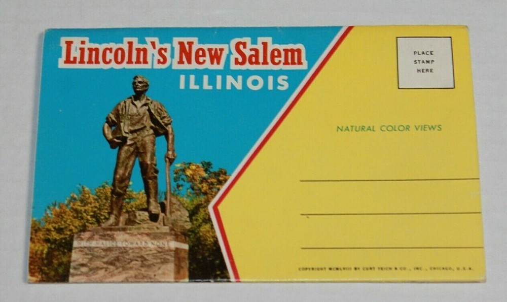 Vintage Postcard Folder Lincoln's New Salem, IL
