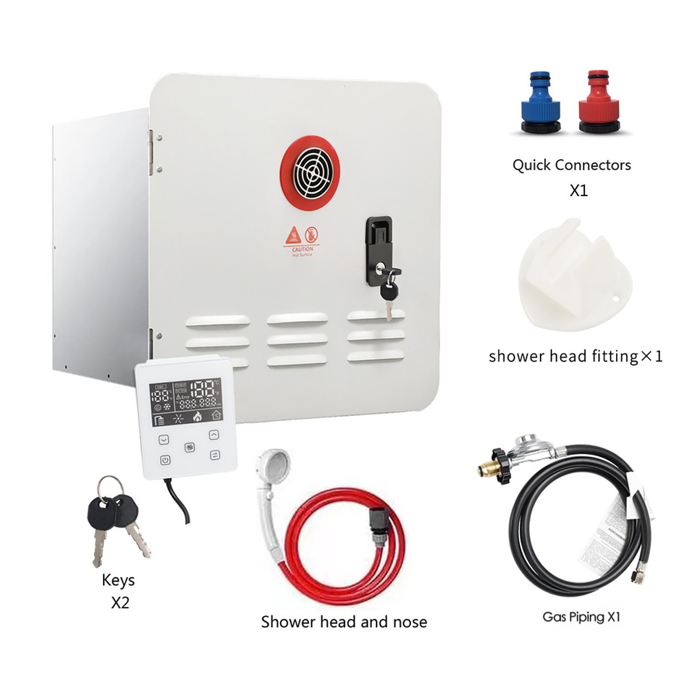RV Tankless Water Heater Propane Gas 65000BTU W/ Controller/Shower Accessories