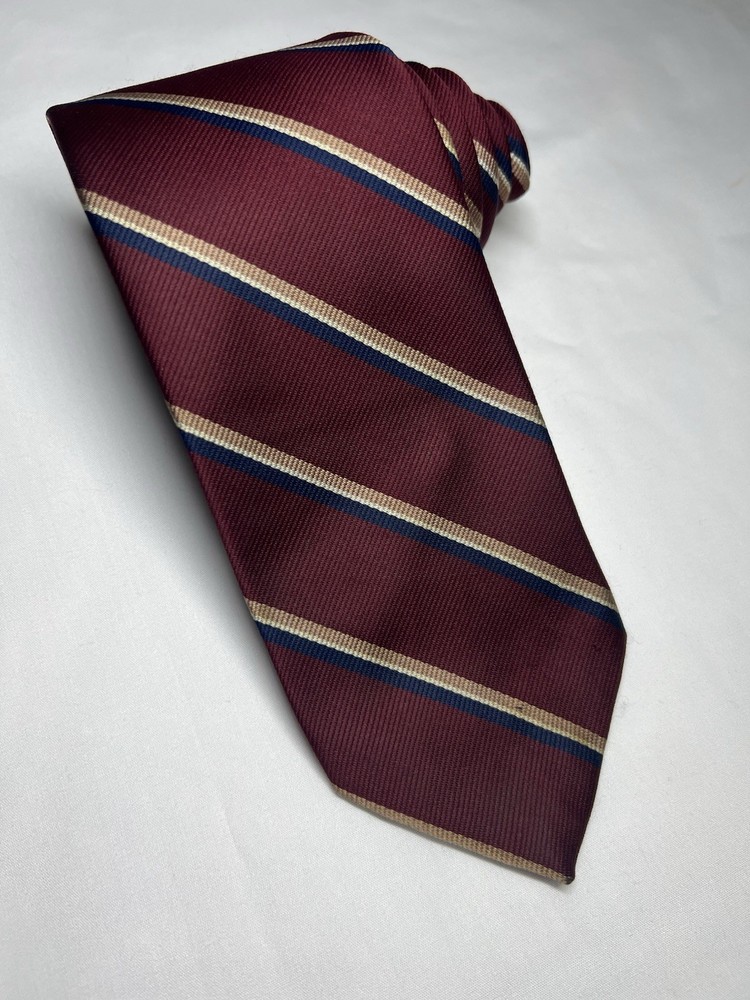 Austin Manor Red Repp Tie Necktie Austin Blue,Silver And Brown Stripes