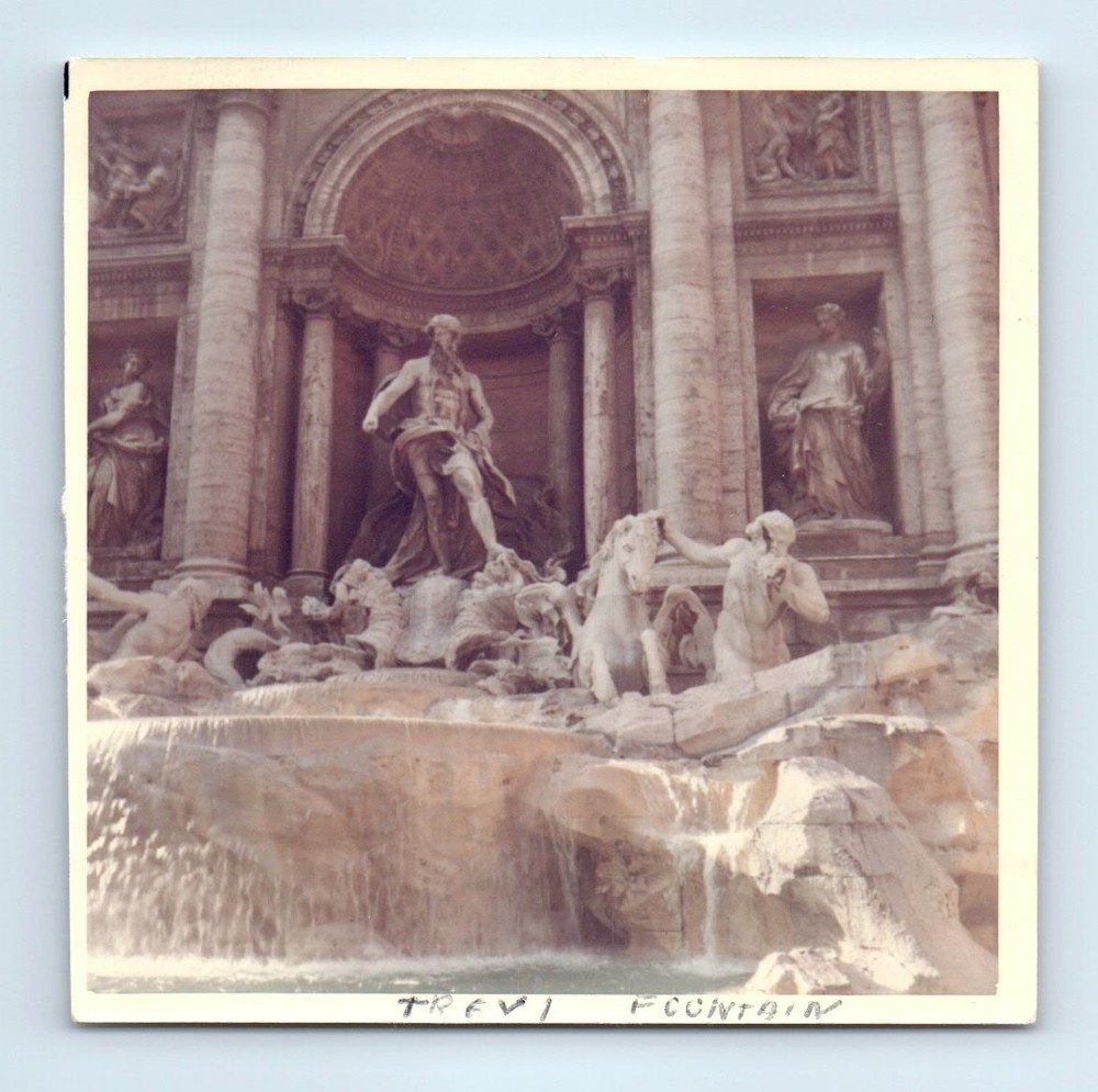 Old Vintage Square Color Photo TREVI FOUNTAIN ROME ITALY FOUND PHOTOGRAPH